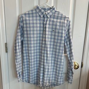 Boys XL (18) Blue Vineyard Vines Whale Plaid Shirt